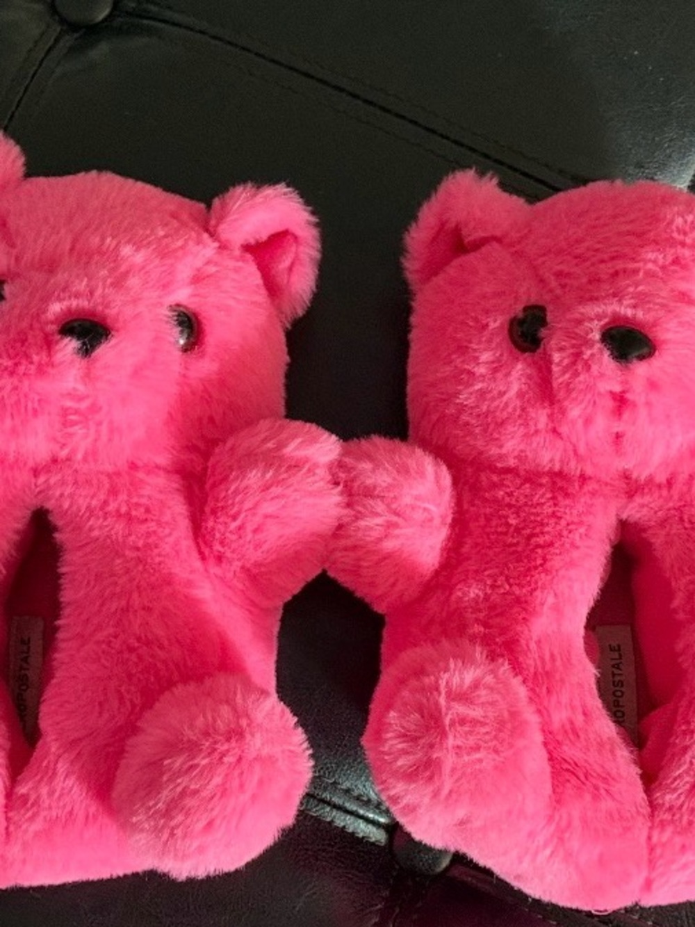 Aeropostale Hot Pink Bear Plush Slippers